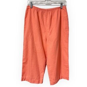 💙 Vintage TOTOnKO Coral Pull-On Textured Capri Pants Stretch Waist Size Medium